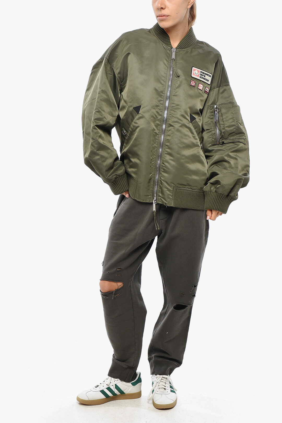 Dsquared2 Oversized Fit GAME SERVICE Nylon Bomber Jacket women