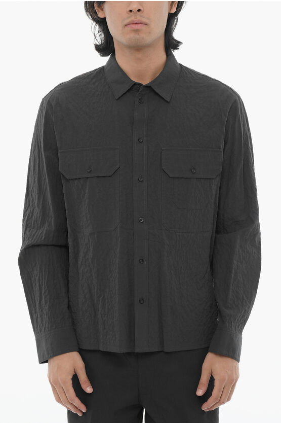 Neil Barrett Oversized Fit Shirt With Double Breast Pockets In Black