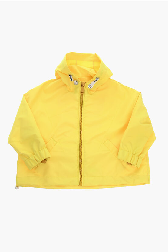 Khrisjoy Oversized Hooded Windbreaker Jacket With Zip Detailing In Yellow