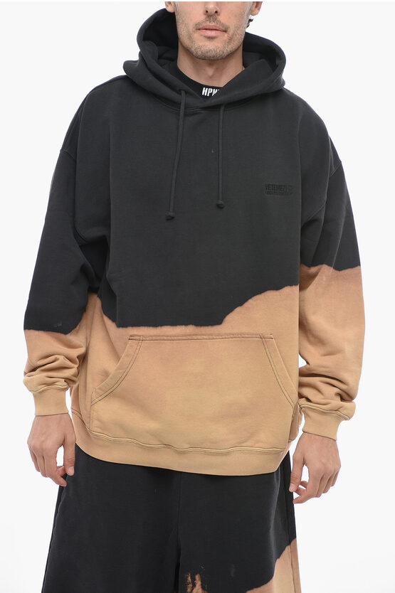 Vetements Oversized Hoodie Sweatshirt With Bleached Effect In Black