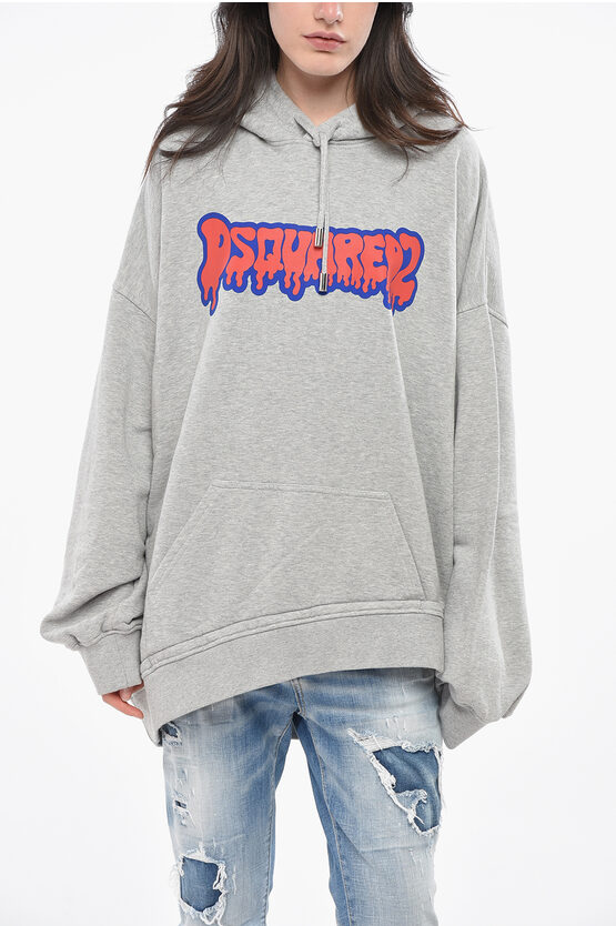 Dsquared2 Oversized Hoodie With Patch Pocket Grösse Xs In Gray