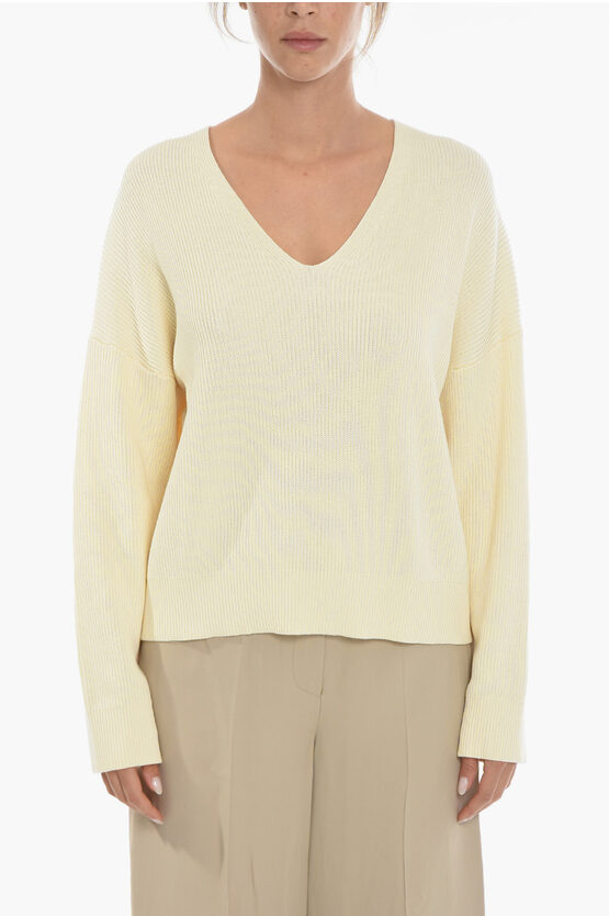 Samsoe & Samsoe Oversized Joanne Sweater With V-neck In Yellow