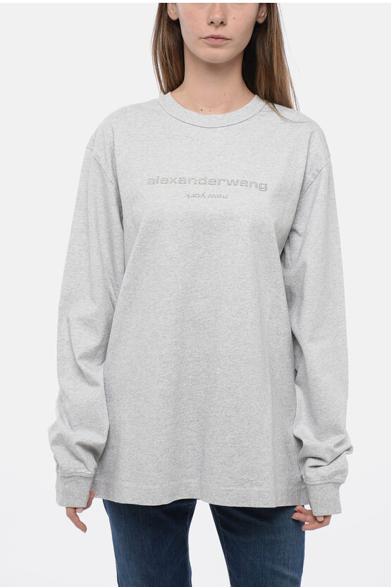 Alexander Wang Oversized Lurex Sweatshirt with Embossed Logo women Glamood Outlet