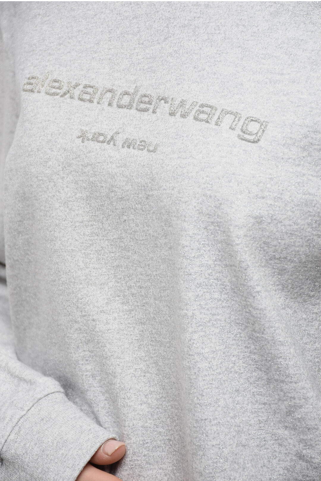 Alexander Wang Oversized Lurex Sweatshirt with Embossed Logo