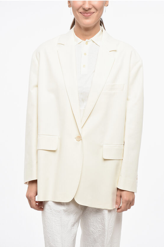 Max Mara Oversized Monica Blazer With Flap Pockets Grösse 40 In White