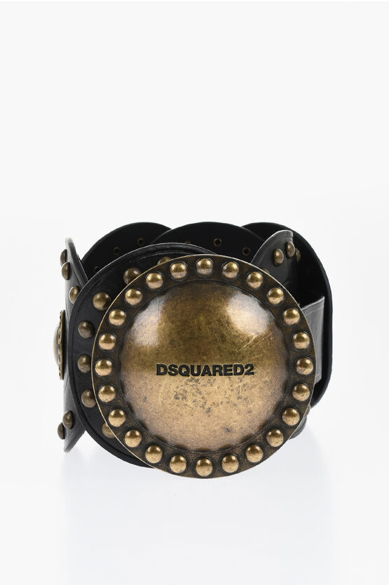 Dsquared2 Oversized Nieten-ledergürtel 110mm Grösse 70 In Black