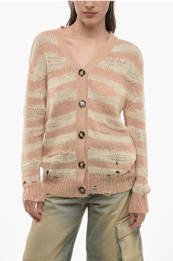 Shop Acne Studios Oversized Openwork Cardigan With Distressed Detail