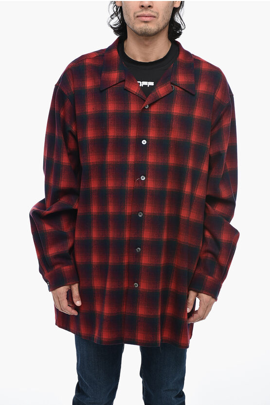 Shop Maison Margiela Oversized Pedleton Shirt With Tartan Motif