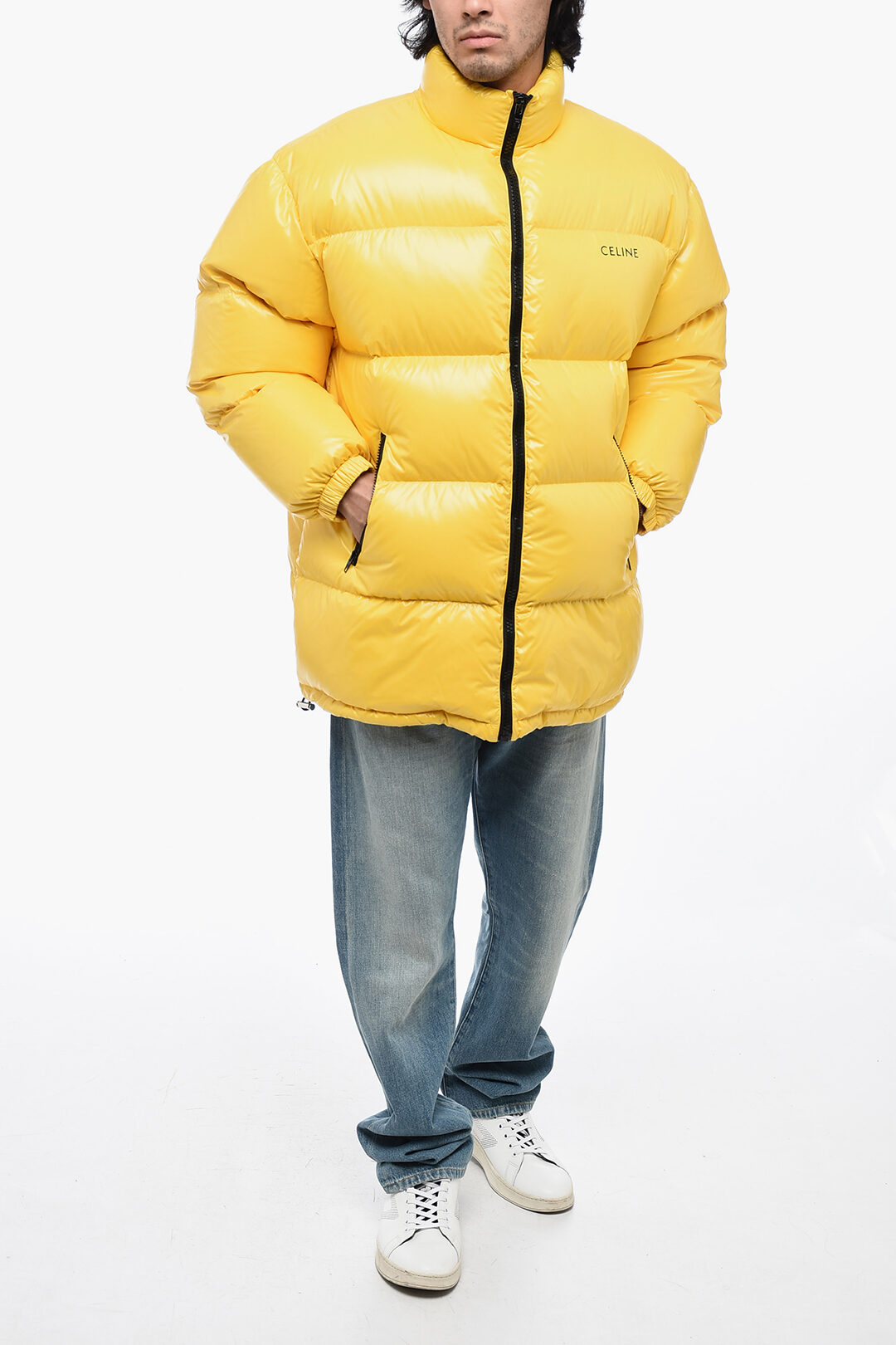 Celine Oversized Puff Down Jacket with Logo Print men Glamood Outlet