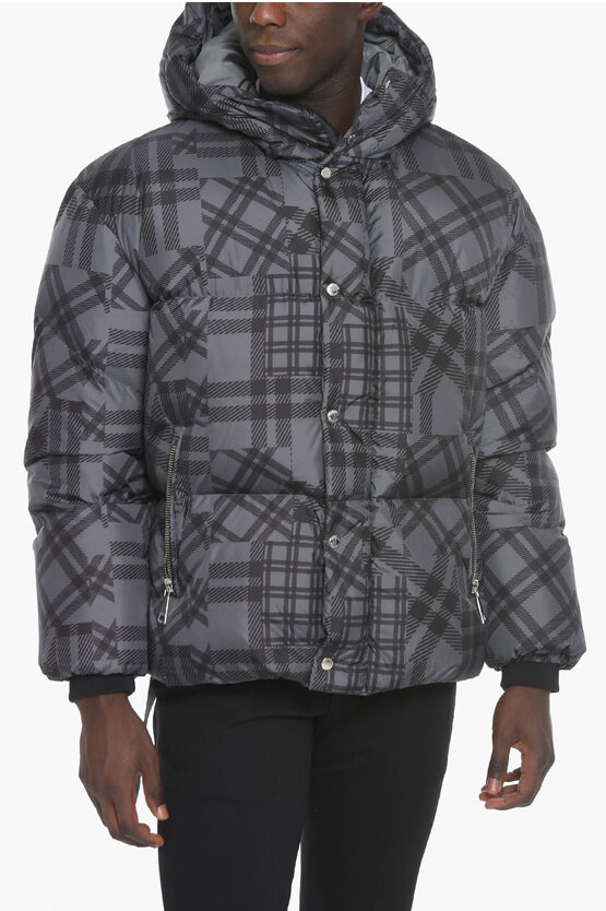 Khrisjoy Oversized Puffer Jacket With All-over Check Pattern In Black