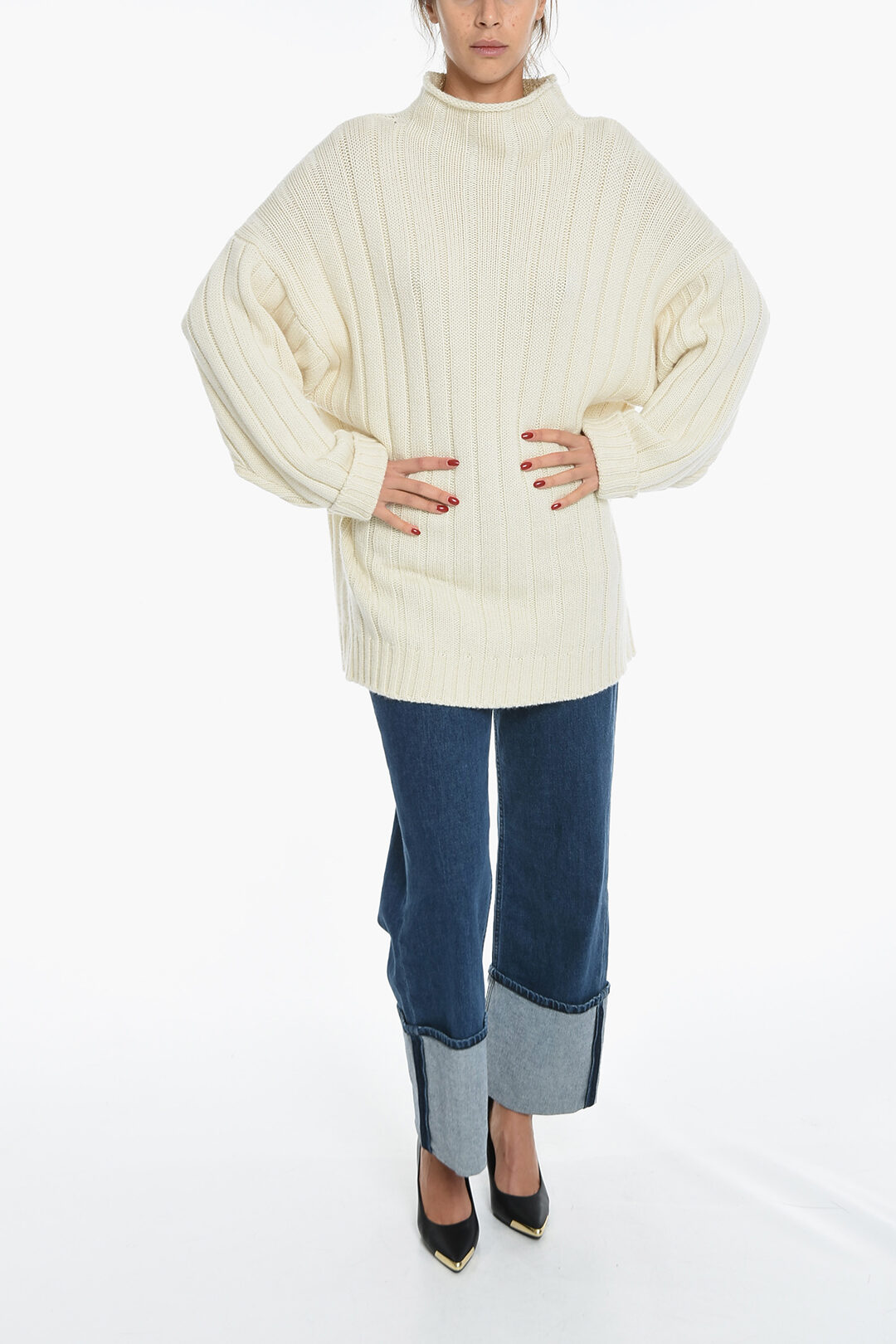 The Row Oversized Ribbed Cashmere DANAE Turtleneck Sweater Women ...