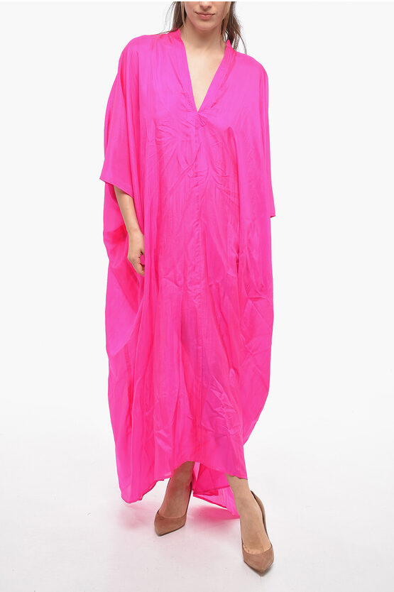 The Rose Ibiza Oversized Silk Tunic Dress In Pink