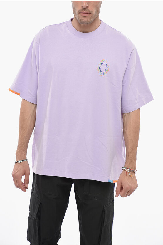 Shop Marcelo Burlon County Of Milan Oversized Stitch T-shirt With Multicolored Embroidery