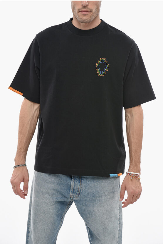 Marcelo Burlon County Of Milan Stitch Cross Cotton T-shirt In Black