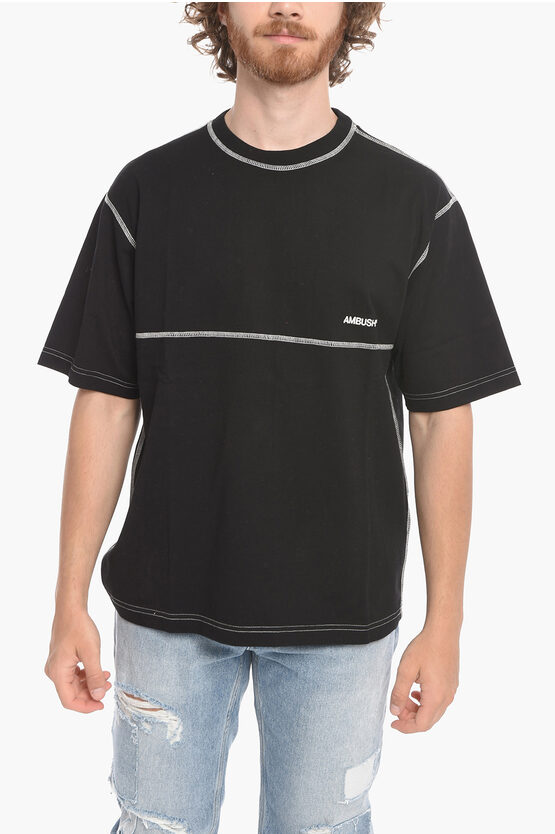 Ambush Oversized Tofu T-shirt With Visible Stitchings In Black