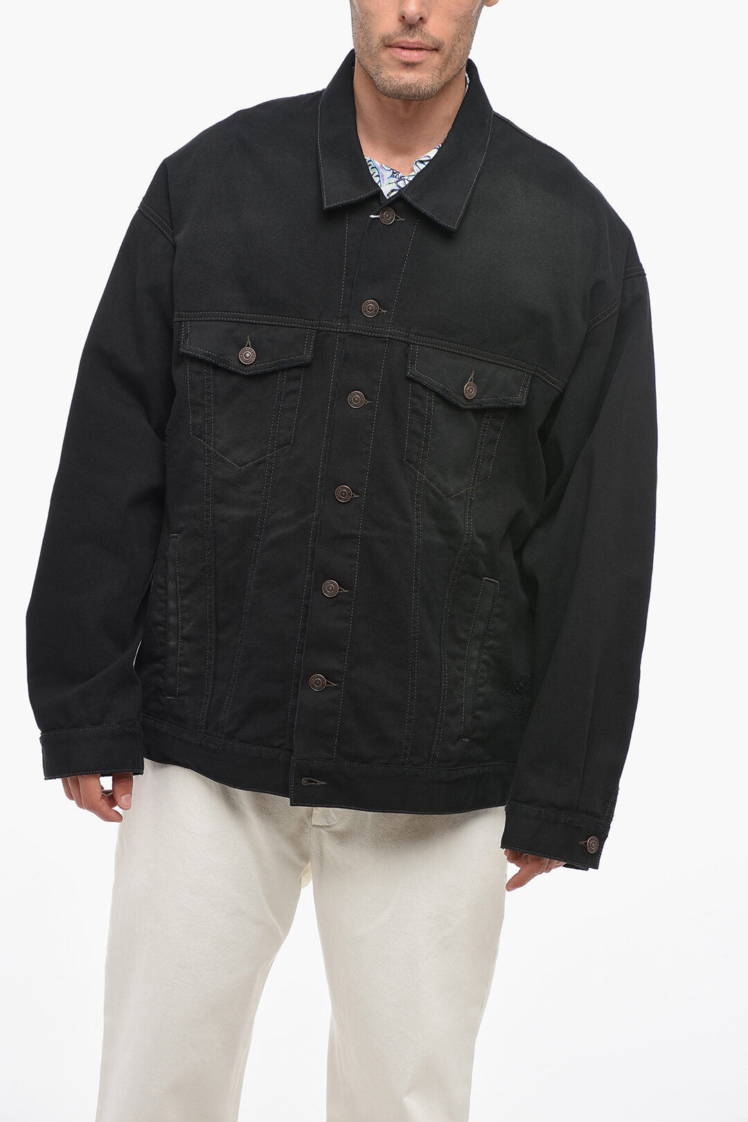 Balenciaga Oversized UNISEX Denim Jacket with Tape Detail Balenciaga Oversized UNISEX Denim Jacket with Tape Detail