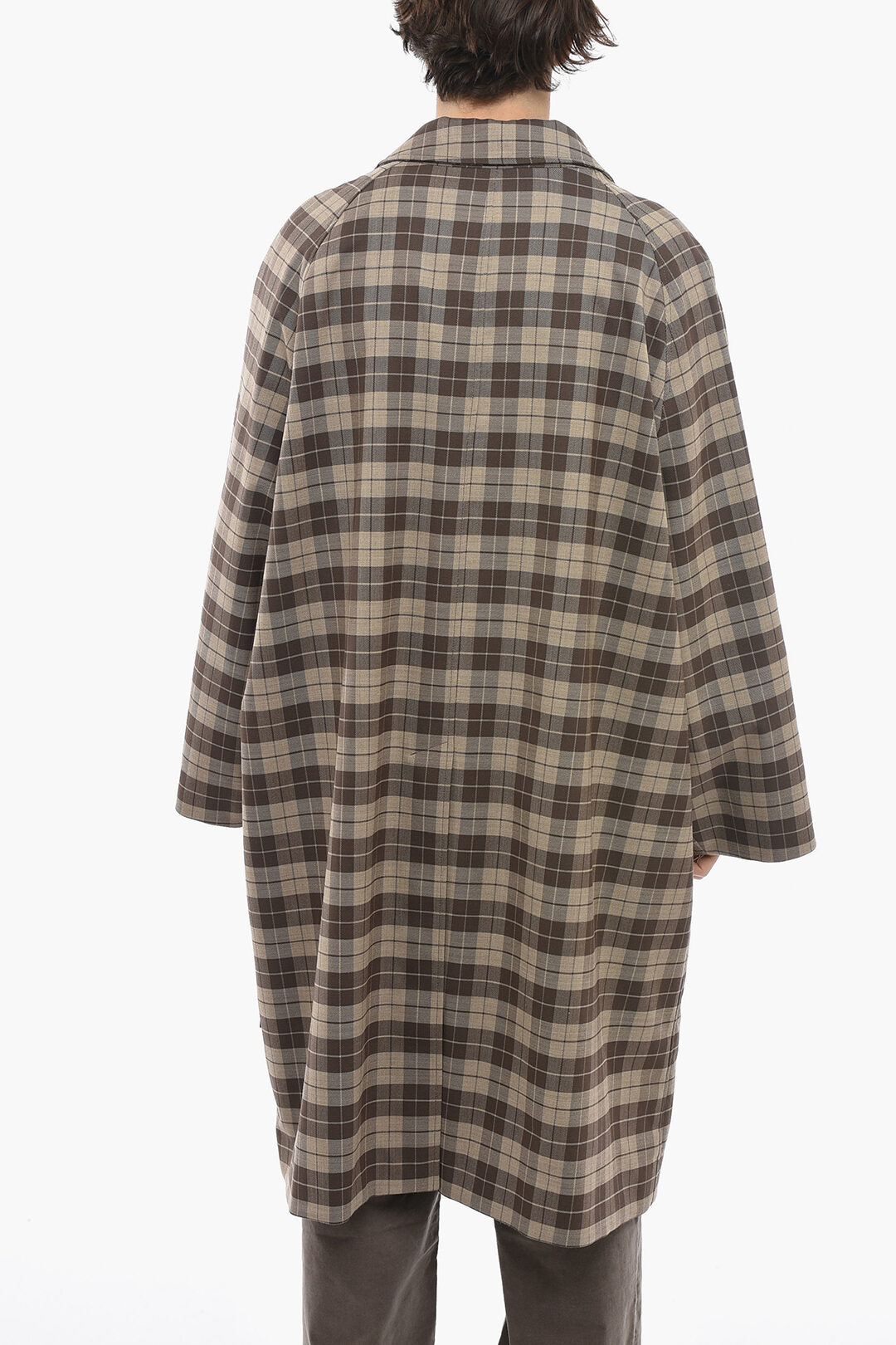 コート Balenciaga Raglan One Layer Coat In Vintage Checked Wool Balenciaga Raglan One Layer coat in black/grey check