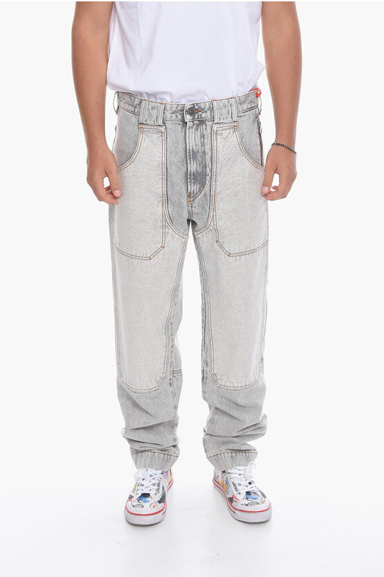 Diesel P-5-d Denims With Maxi Pockets 17cm In Grey