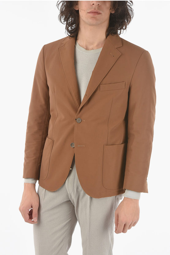 Corneliani Padded Blazer With Flax Inner In Brown