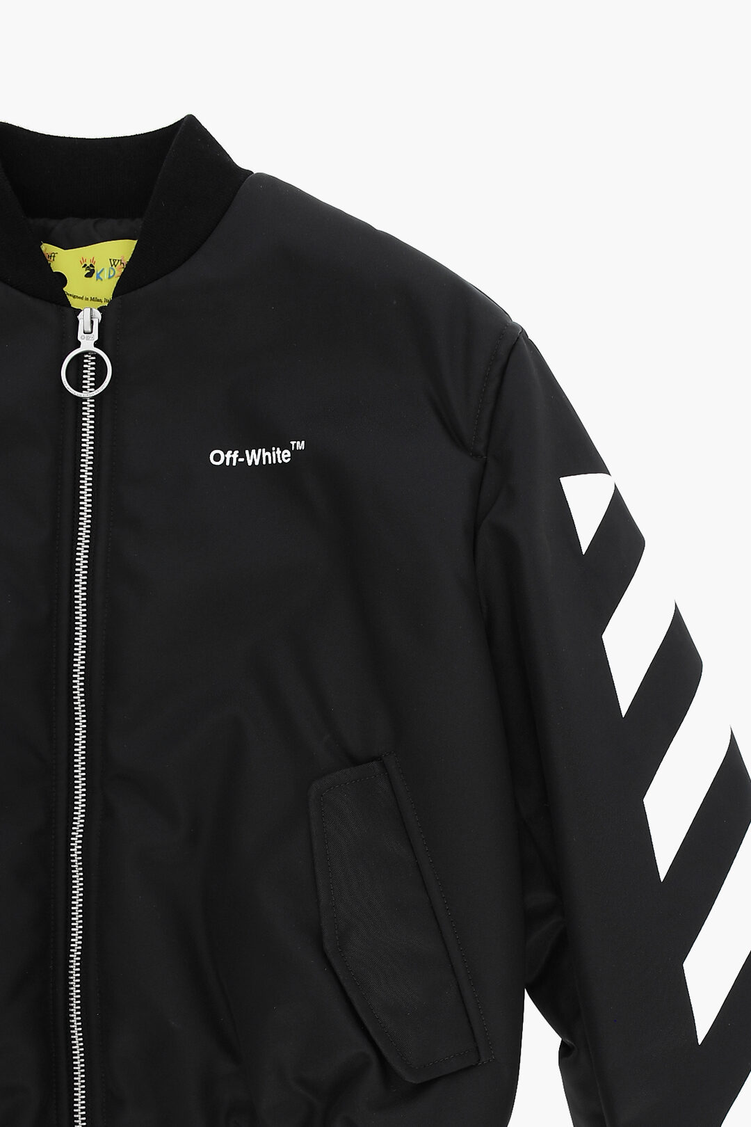 Off White Kids Padded Bomber Jacket with Contrasting Details boys Glamood Outlet