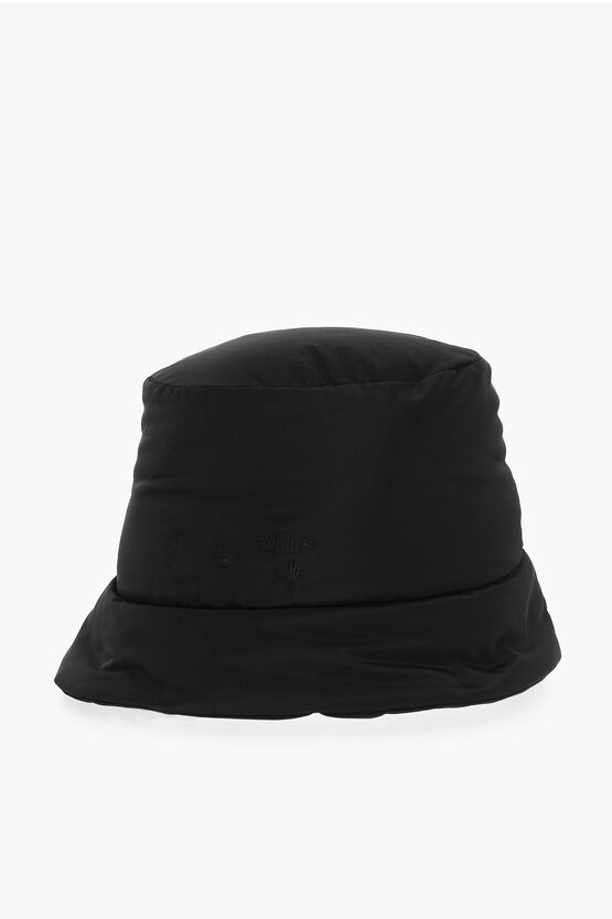 Off-white Padded Bucket Hat With Embroidered Logo In Black