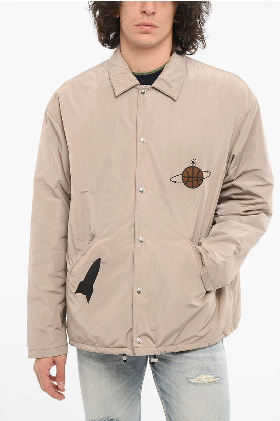 Shop Just Don Padded Drawstringed Jacket With Logoed Application