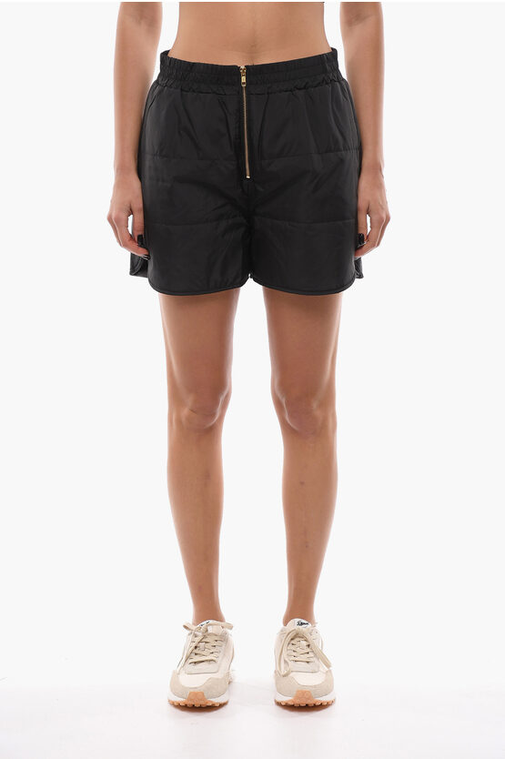 Notes Du Nord Padded Emilia Shorts With Golden Zip In Black