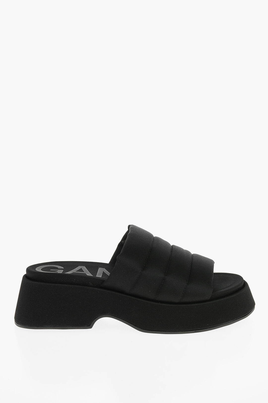 Ganni Padded Fabric Platform Slides with Logo women - Glamood Outlet