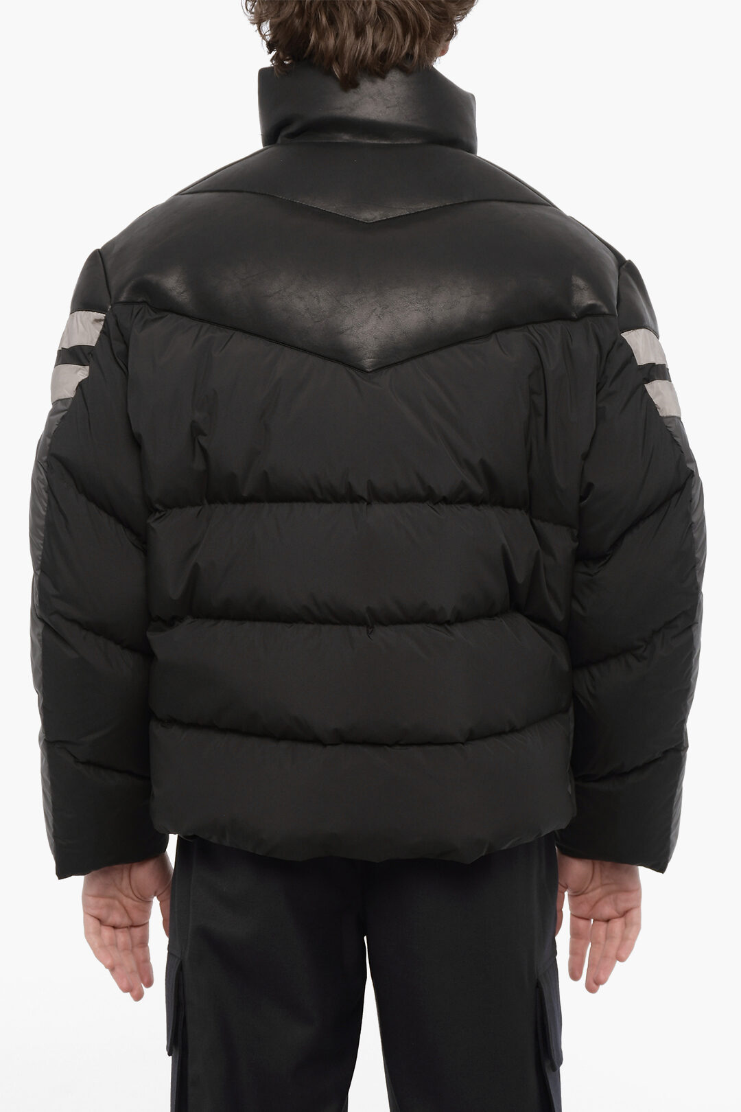 Neil Barrett Padded Jacket with Vegan Leather Trims men Neil Barrett Padded Jacket with Vegan Leather Trims men