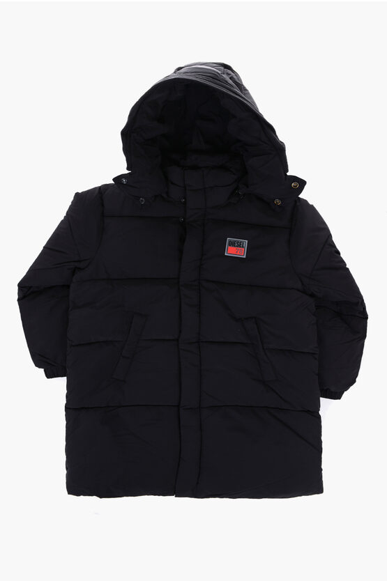 Diesel Padded Jlong Maxi Jacket With Hidden Closure