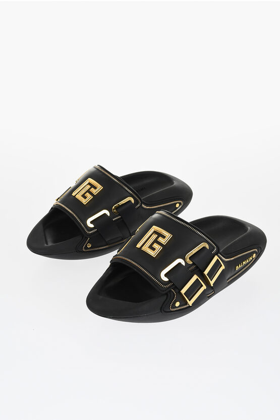 Balmain Padded Leather B-IT Sandals with Zip Details men