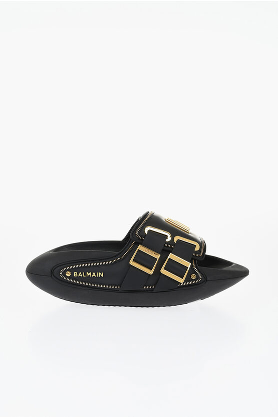 Balmain Padded Leather B-IT Sandals with Zip Details men