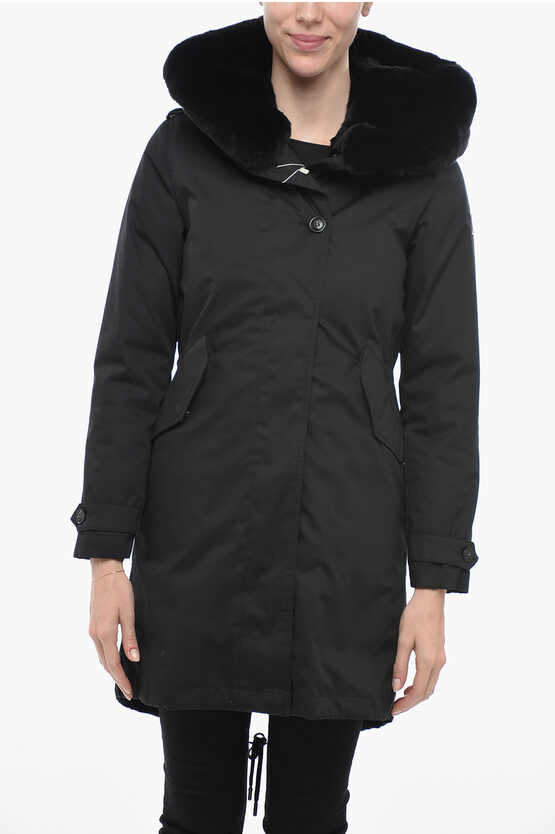 Woolrich Padded Literary Rex Parka With Fur In Black