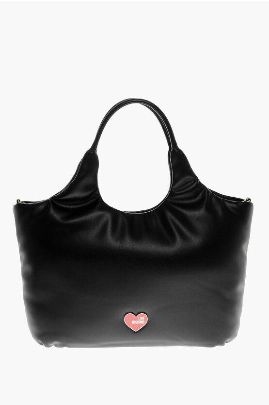 Moschino Padded Marshmallow Hobo Bag With Matching Pouch In Black