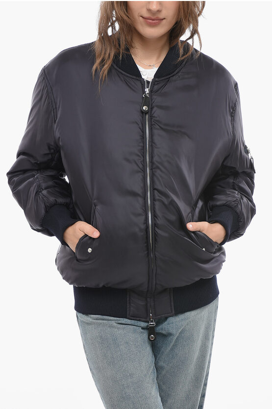 Stella Mccartney Padded Oversized Bomber Jacket With Front Zip In Black