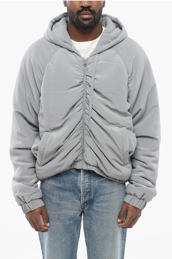 Dolce & Gabbana Padded Silk Hoodie With Front Zip