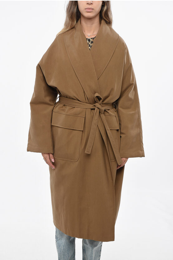Loro Piana Padded Silk Oversized Coat In Brown