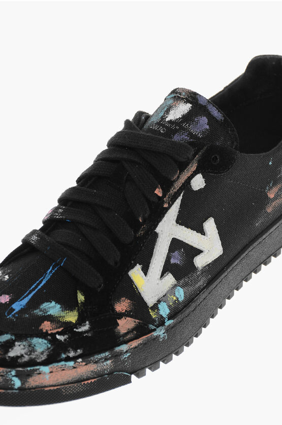 OffWhite Paint Effect SPLATTER Canvas Sneakers men Glamood Outlet