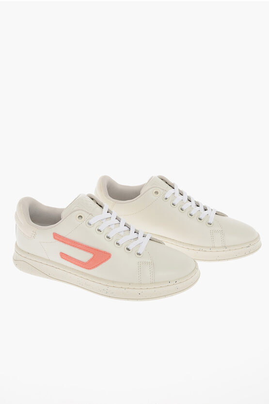 Diesel Paint Sole And Suede D-logo Athene Low-top Trainers In White