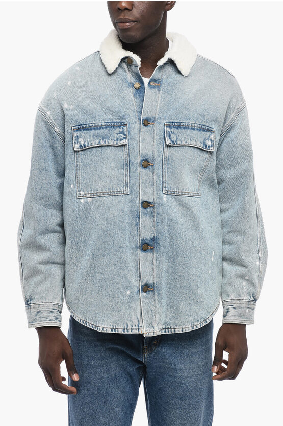 Shop Darkpark Paint-splatter Denim Jacket With Shirling Lining