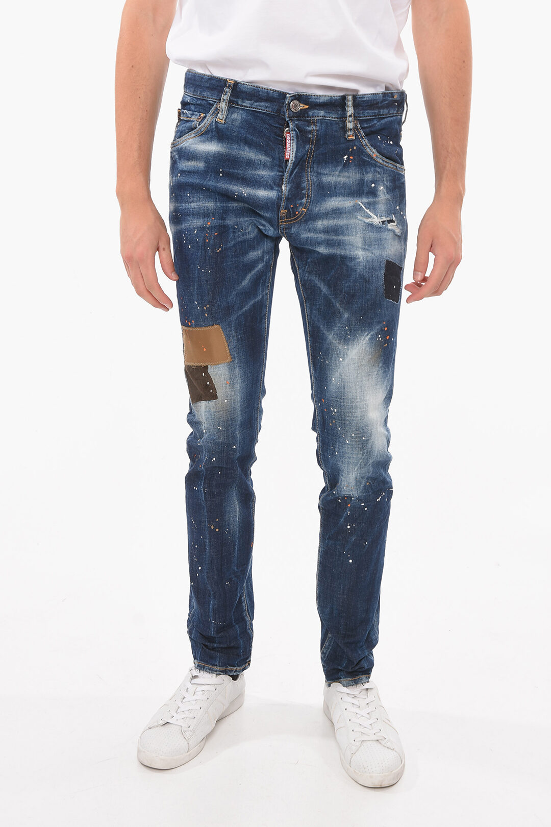Dsquared2 Paint-splatter-printed COOL GUY Denims with Patch Detailing ...