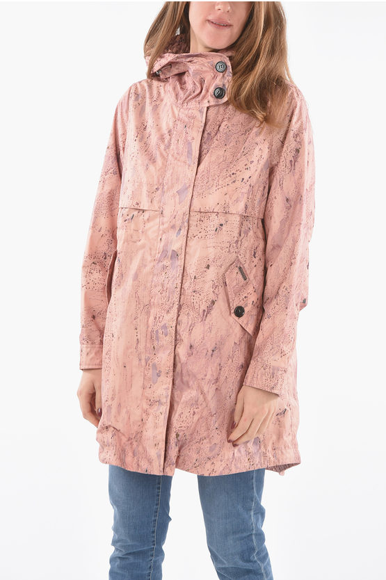 Woolrich Painting Effect Forge Over Parka With Hood In Pink