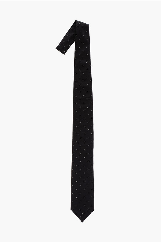 Corneliani Paisley Motif Silk Kipper Tie In Black