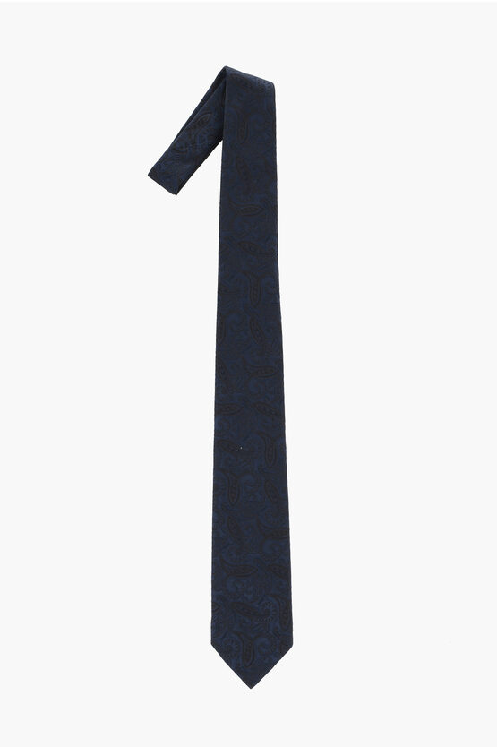 Corneliani Cc Collection Jacquard Cotton Blend Tie In Blue