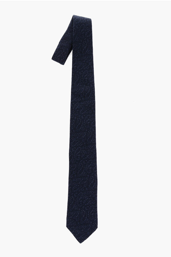 Corneliani Paisley Motif Wool Tie In Black