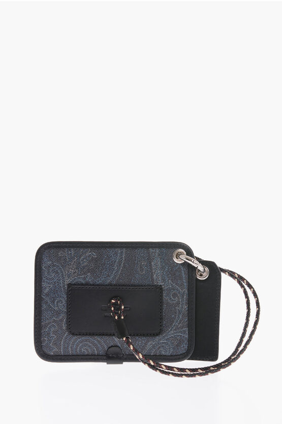 Etro Paisley Patterned Faux Leather Neck Pouch In Blue