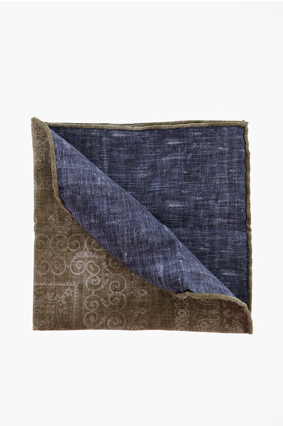 Brunello Cucinelli Paisley Patterned Silk And Cotton Pocket Square In Blue
