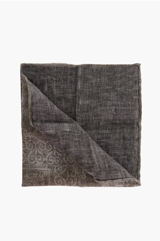 Brunello Cucinelli Paisley Patterned Silk And Cotton Pocket Square In Brown