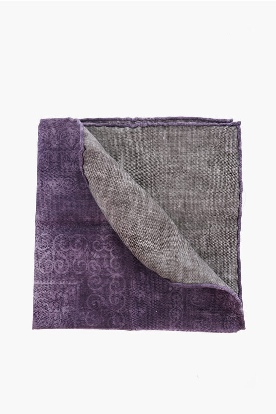 Brunello Cucinelli Paisley Patterned Silk And Cotton Pocket Square In Purple