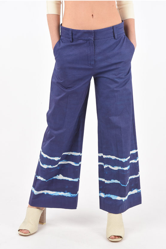 True Royal Palazzo Eva High-waisted Trousers With Gradient Bottom In Blue